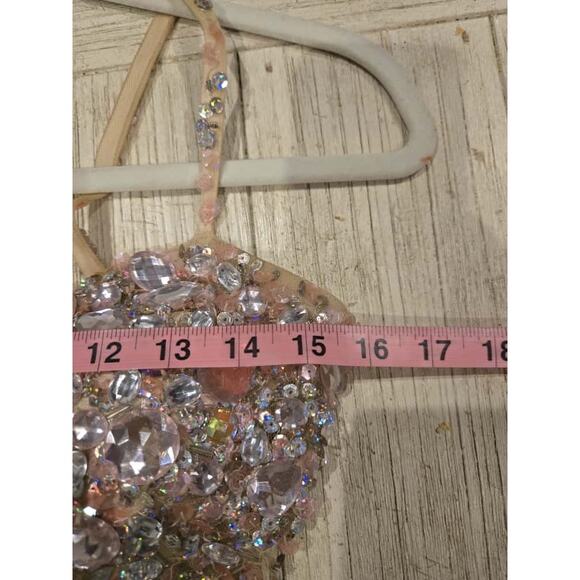 Jovani Gold Beaded Mermaid Prom Dress Size 2 V-Neck Sleeveless Long - Picture 14 of 16